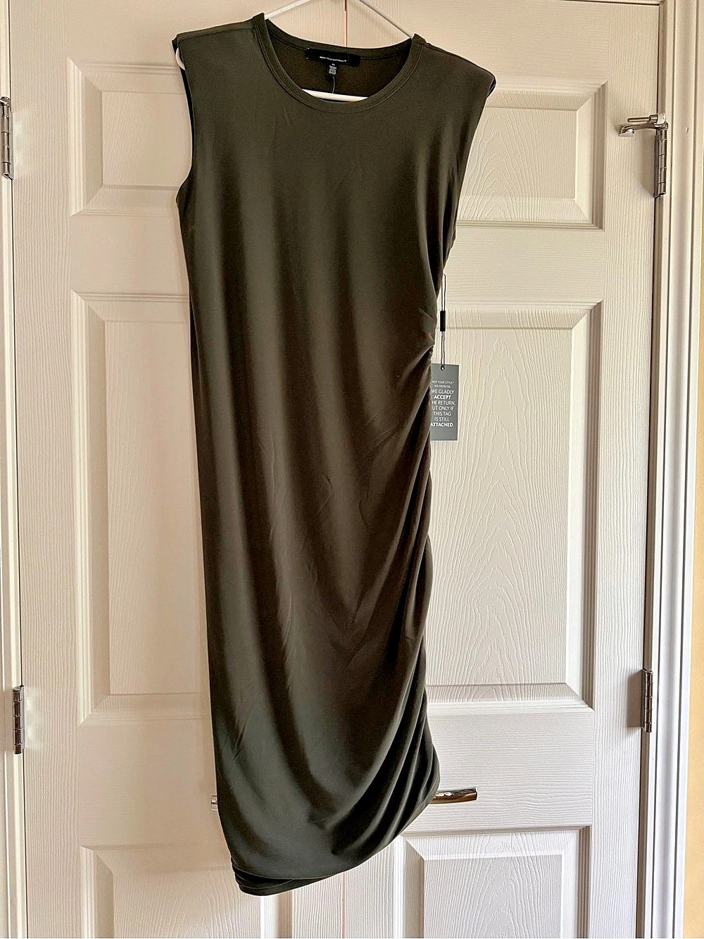 White House black market  Ruched Side Dress Ruched Midi Dress in Green Siz